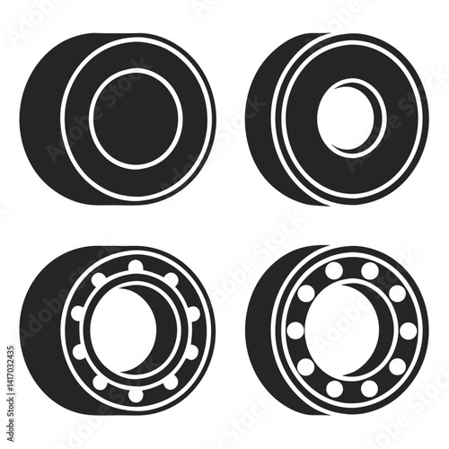 Bearing Machinery Parts Icon Vector Art Illustration Design