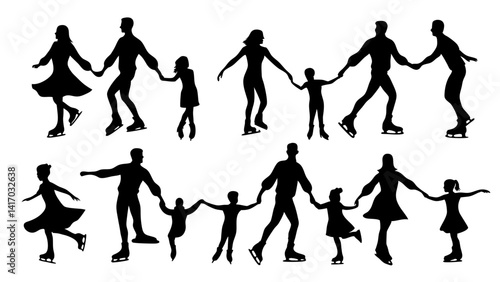 Photography set of skating  silhouette vector on white background