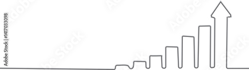 Chart graph with arrow. Hands growth direction concept for design business print. Vector