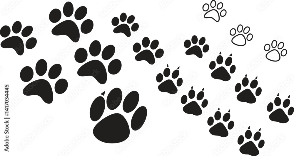 Cat and Dog Paw Print Icons for Pet Logo Design | Black Paw Print Clipart Set for Animal Themes | Clean Pet Paw Icons for Vet and Pet Shop Branding | Cat and Dog Footprint Silhouettes for Creative Use Cat and Dog Paw Print Icons for Pet Logo Design | Black Paw Print Clipart Set for Animal Themes | Clean Pet Paw Icons for Vet and Pet Shop Branding | Cat and Dog Footprint Silhouettes for Creative Use