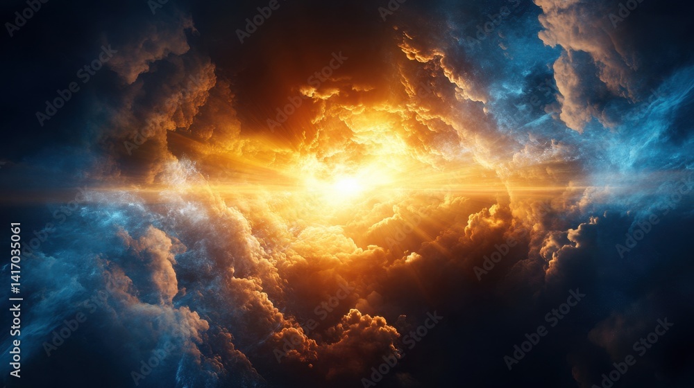 Abstract background with divine light overpowering dark chaos Abstract background with divine light overpowering dark chaos