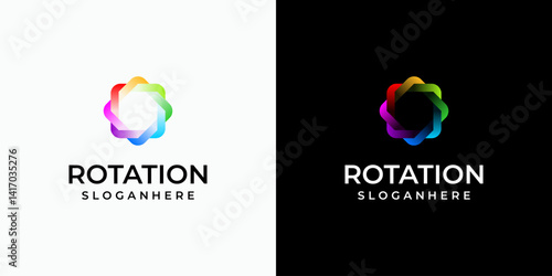 Full color infinite rotation vector logo design with transparency effect in modern, simple, clean and abstract style. Icon for business, research, technology and personal branding.