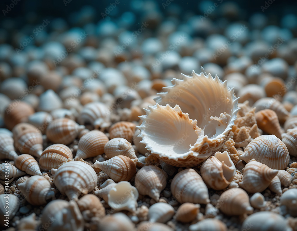 輝く貝殻 砂浜に広がる穏やかな光景 輝く貝殻 砂浜に広がる穏やかな光景