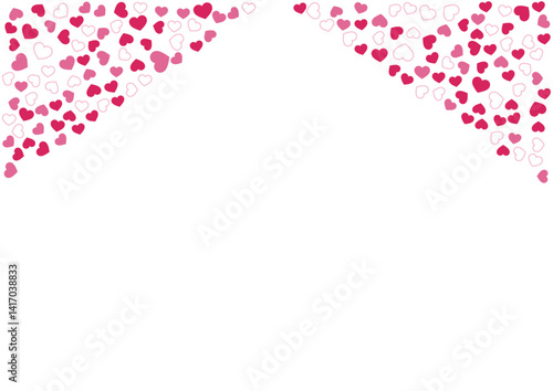 ハート柄の背景 赤系の3色 フチと単色 ハート