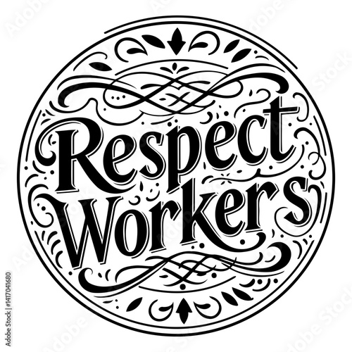 Ornate, circular design with detailed lettering. Ideal for social media marketing or advocacy materials.