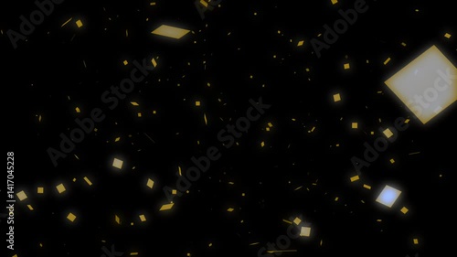 Abstract Yellow Gold Square Particle Flow Animation Background Loop - with Alpha Channel