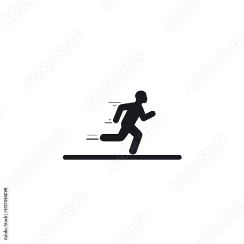 Dynamic runner in motion on simple background, fitness icon