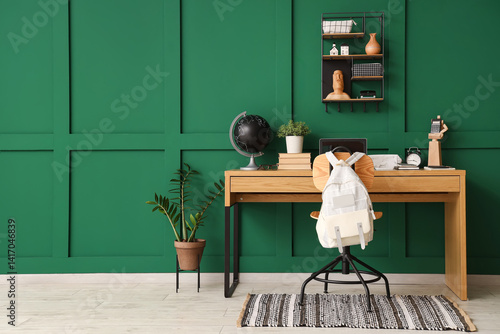 Workspace with school suppl...