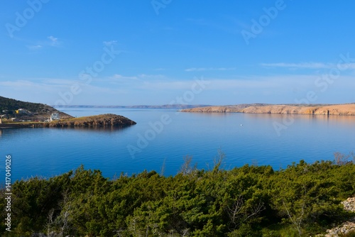 Obraz na płótnie View of the Adriatic sea with Rab island Stinica harbour in Croatia w salonie