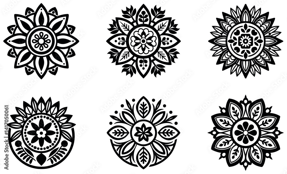 Intricate Mandala Floral Pattern Collection with Decorative Line Art Intricate Mandala Floral Pattern Collection with Decorative Line Art