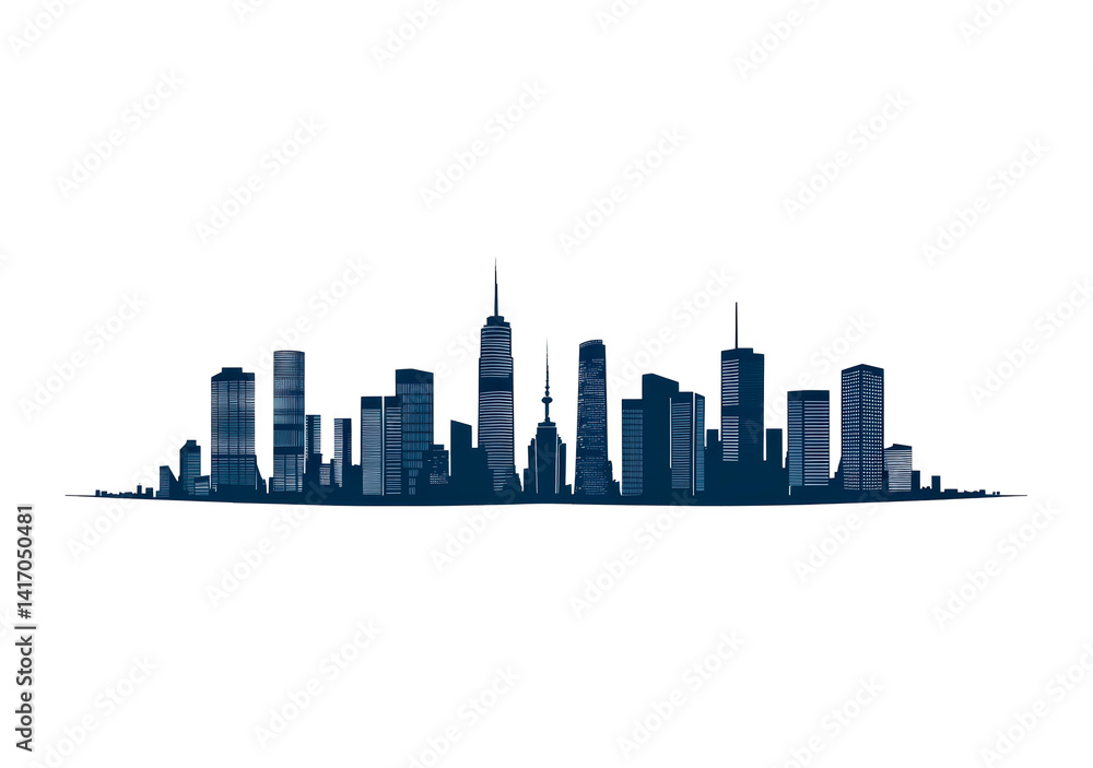 Naklejka premium City skyline silhouette on a plain background