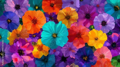 Wallpaper Mural Colorful flowers seamless background, a vibrant floral pattern for design projects Torontodigital.ca