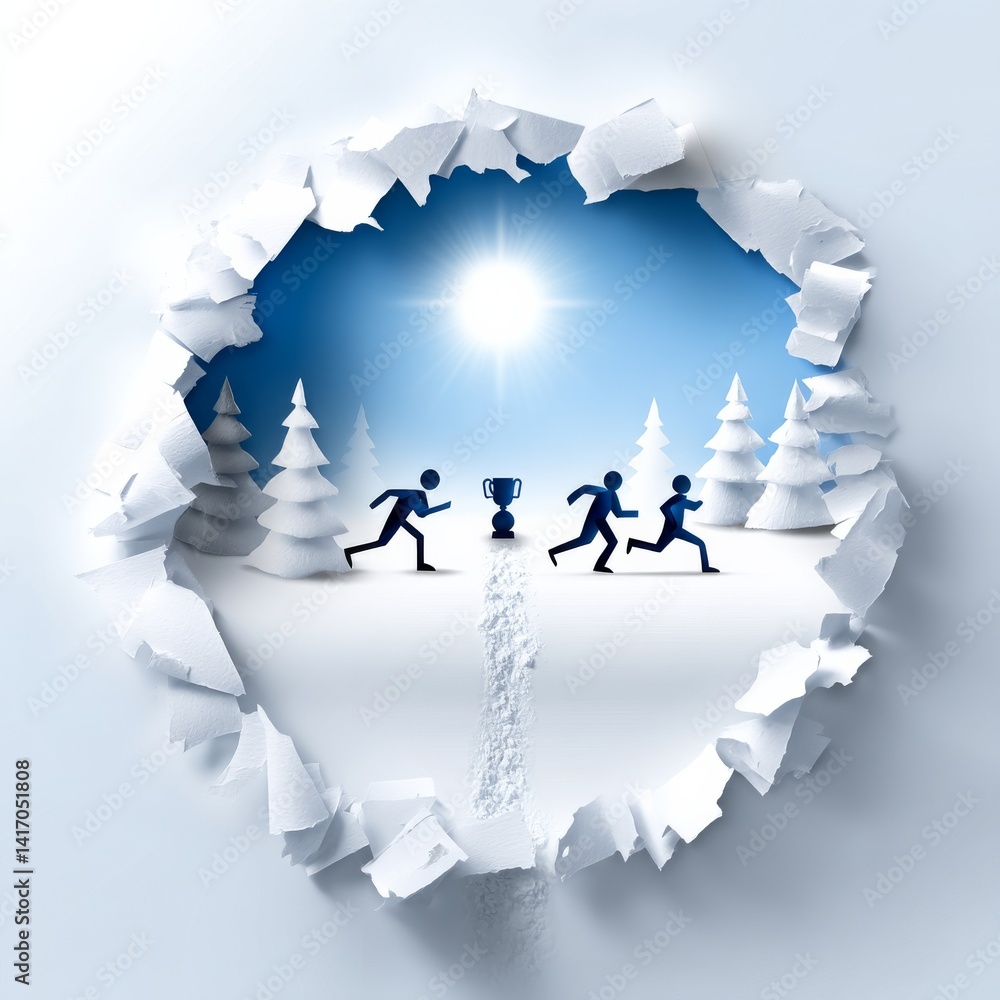 Chasing Dreams: A Race to the Finish Line Through a Winter Wonderland, Breaking Through Barriers to Achieve Victory.