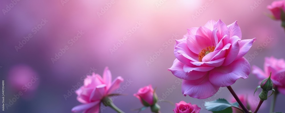 Dreamy lilac and rose blooms, gentle blur effect, artistic, texture, blurred