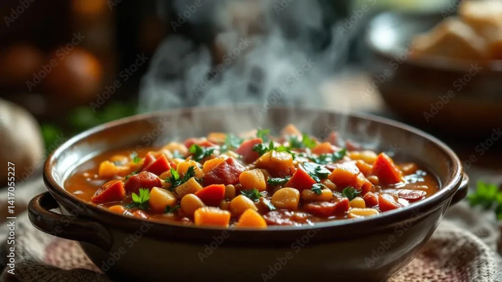 Hungarian goulash with meat and vegetables.