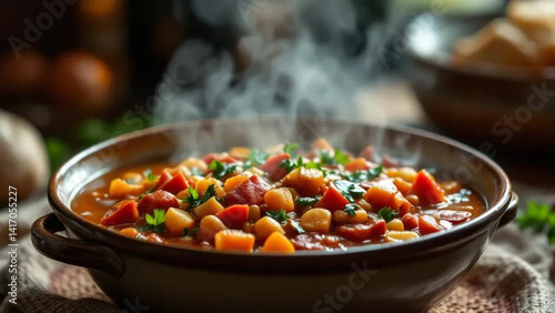 Obraz na płótnie Hungarian goulash with meat and vegetables. w salonie
