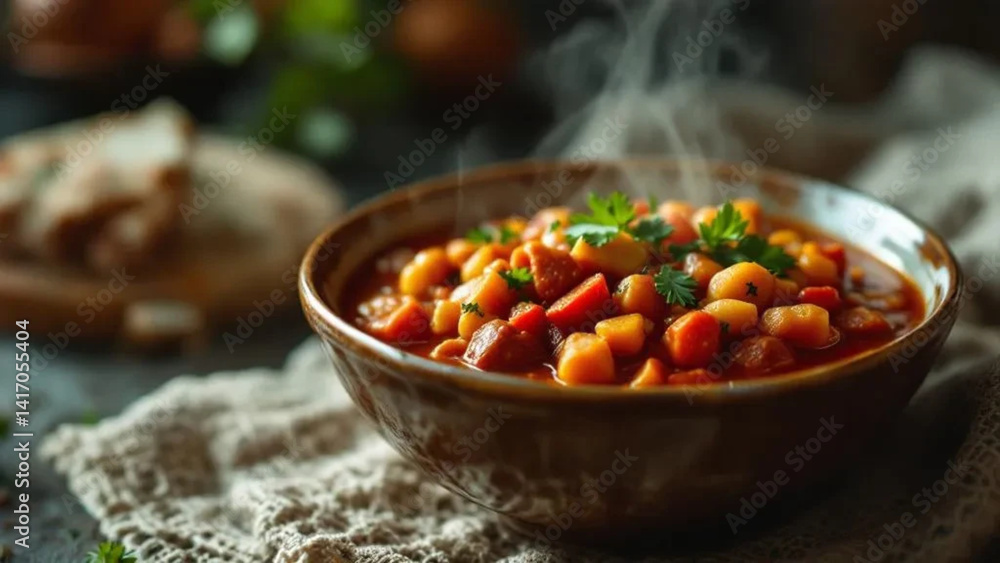 Hungarian goulash with meat and vegetables.