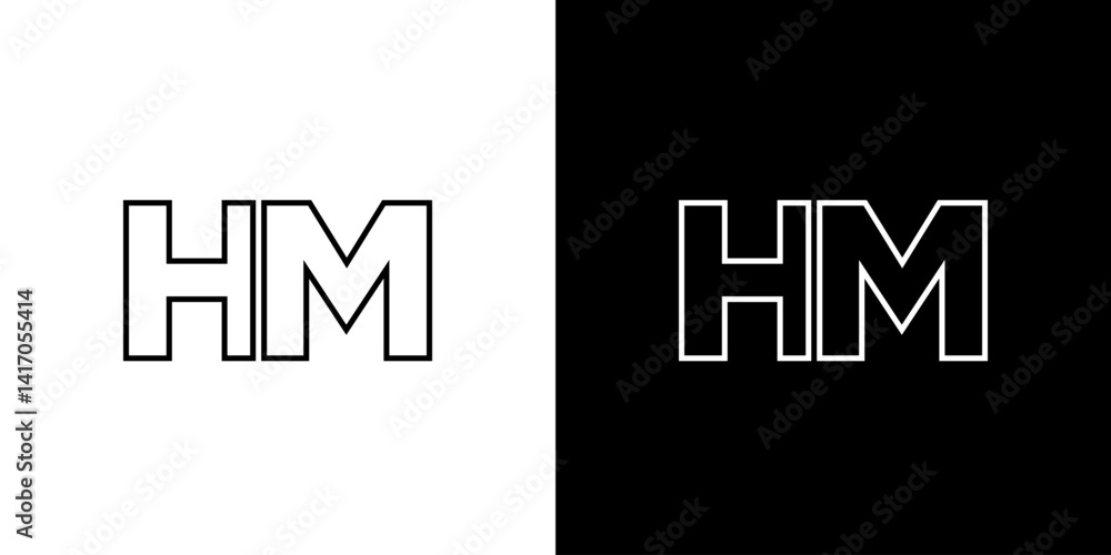 Obraz premium Letter H and M, HM logo design template. Minimal monogram initial based logotype.
