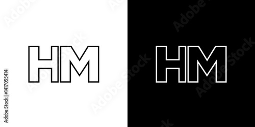 Letter H and M, HM logo design template. Minimal monogram initial based logotype.