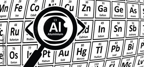 Aluminium, symbol Al, atomic number 13. Is a chemical element. Name Aluminum is derived from the Latin word alumen, which means alum. Periodic Table. Atomic mass and weight, Electronic configuration.