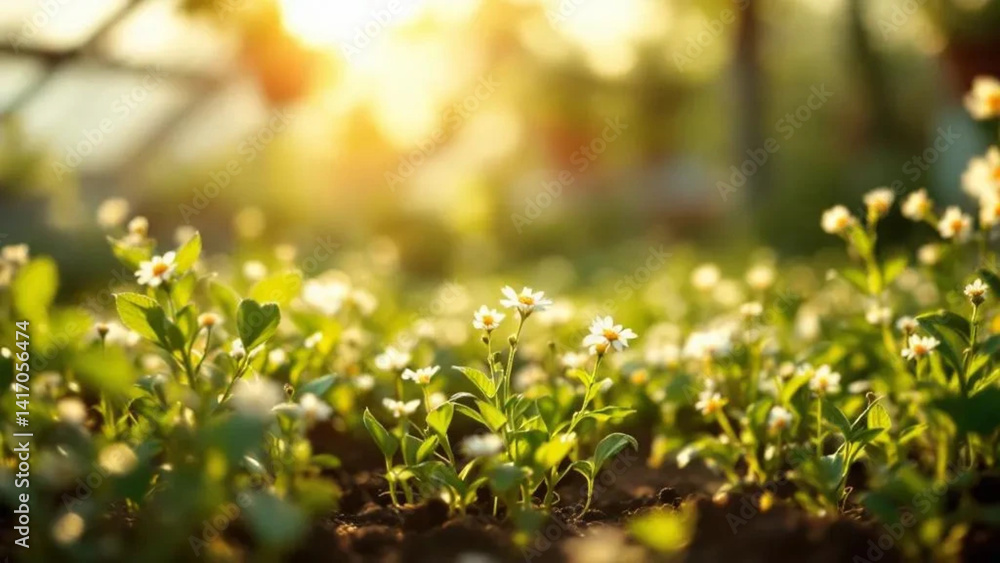 Small seedlings in the garden. Close up.