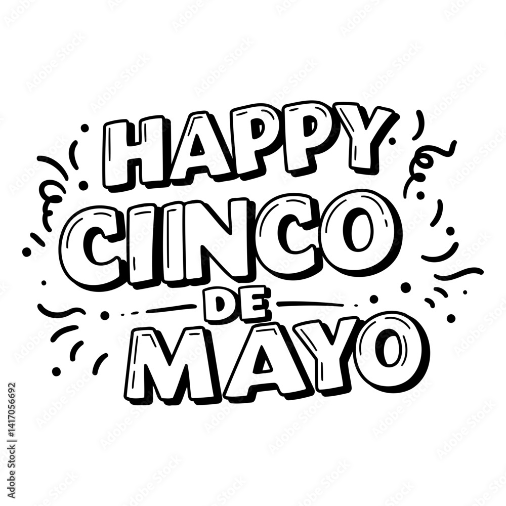 Fototapeta premium Bold, stylized graphic perfect for Cinco de Mayo marketing or social media. Eye-catching, hand-drawn lettering. Ideal for posters, t-shirts, or digital media.