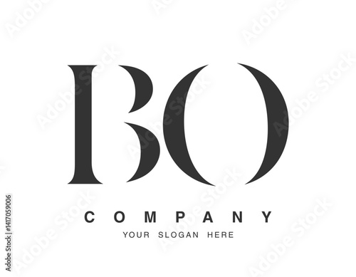 BO logo design. Initial letter b and o serif font style. Creative classic company name typography. Trendy logotype or identity.