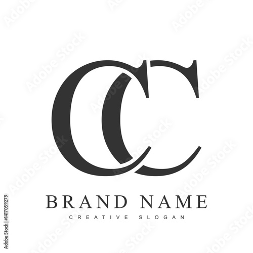 CC trendy logotype template. Initial letter c and c classic font style. Creative logo for company name or identity.