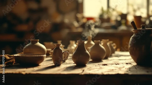 Obraz na płótnie Ceramic vessels in pottery atelier. w salonie