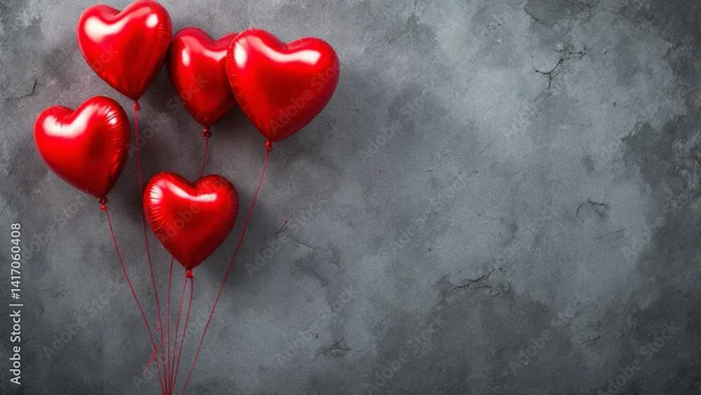 Bunch of red heart shaped balloons.
