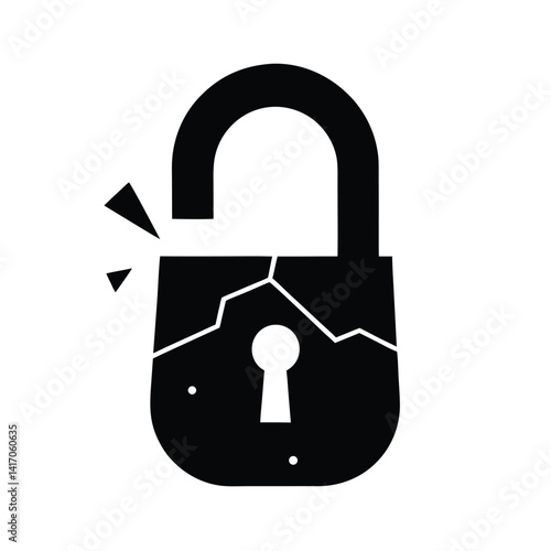 Broken Lock With Its Shackle Snapped In Half  