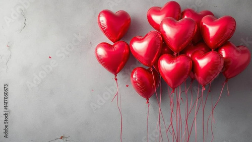 Obraz na płótnie Bunch of red heart shaped balloons. w salonie