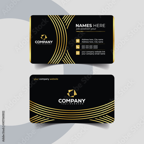 Premium Golden Business Card with Abstract Corporate Design