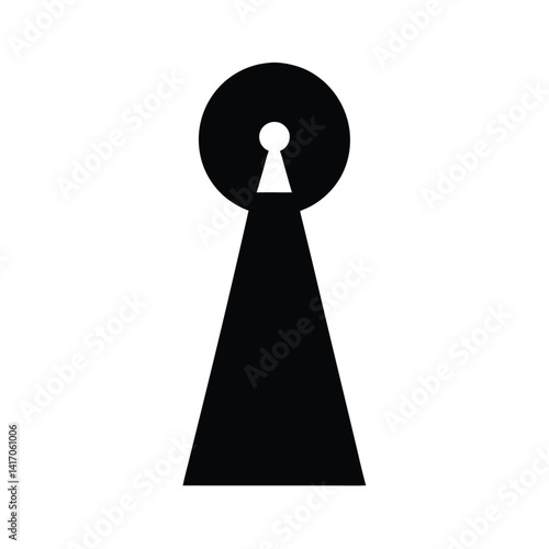 Keyhole Silhouette With A Key Halfway Inserted  