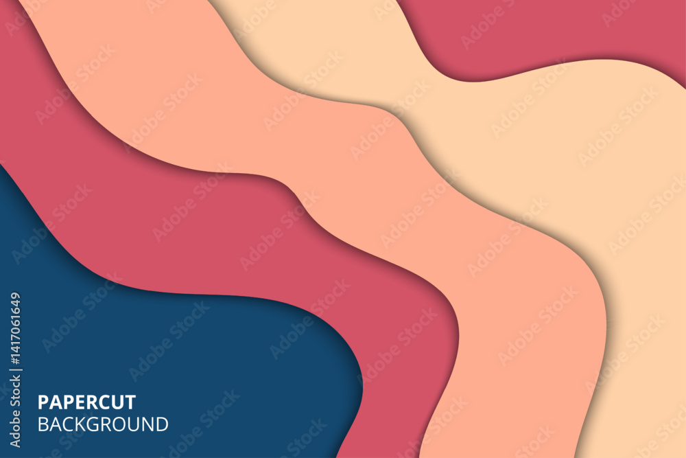Obraz premium Minimal abstract papercut vector background with smooth layers