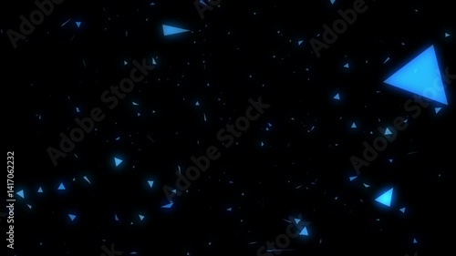 Abstract Blue Triangle Particle Flow Animation Background Loop - with Alpha Channel