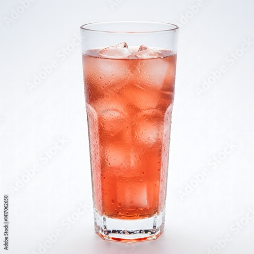 Wallpaper Mural Refreshing Red Drink with Ice Cubes in Tall Glass on White Background. Torontodigital.ca