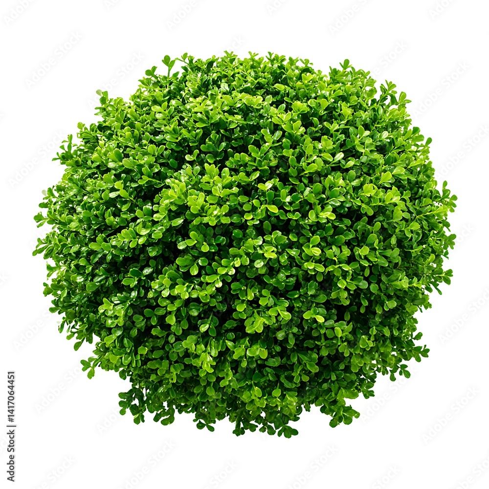 Obraz premium Topiary plant with small green leaves in round shape isolated on white background