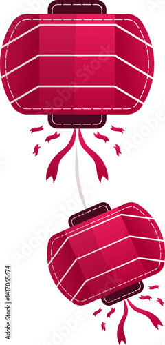 Japanese Lantern Circle Cartoon Icon. Festival Decoration Concept Isolated