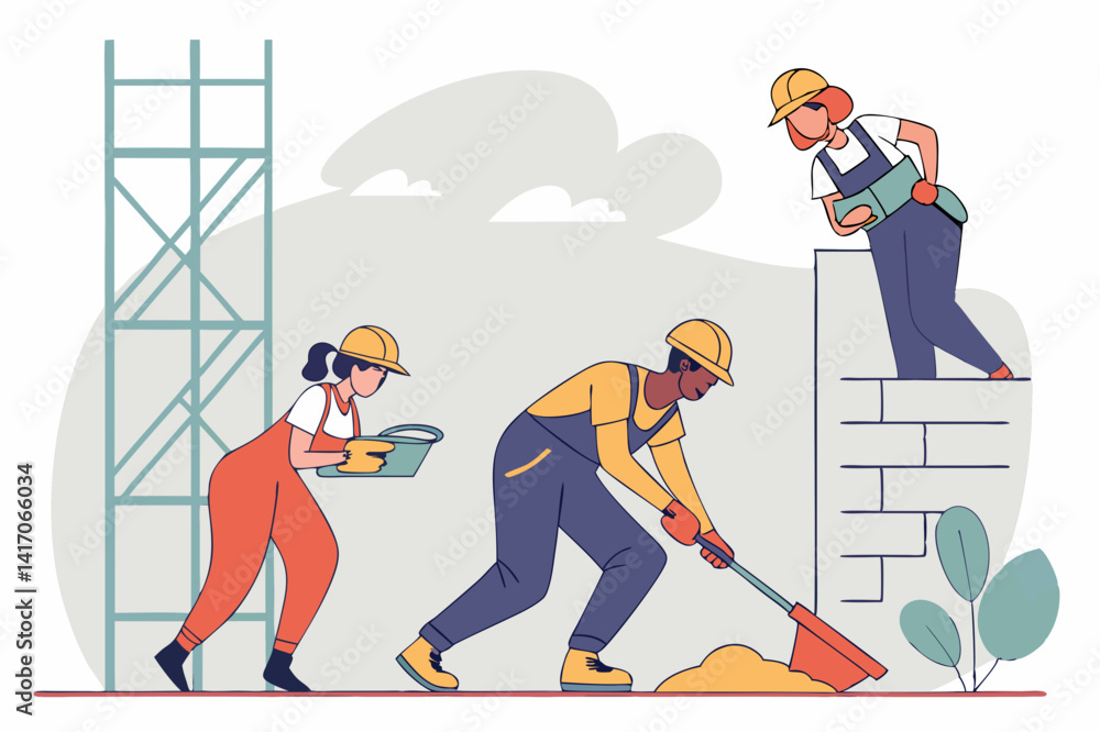 Obraz premium construction worker with shovel