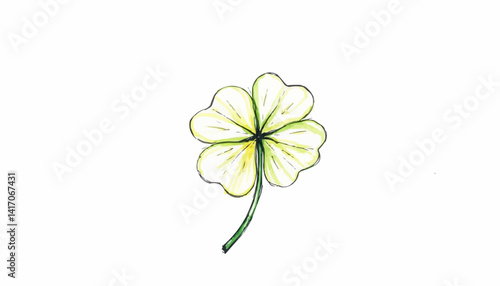 Green four-leaf clover illustration on white background  