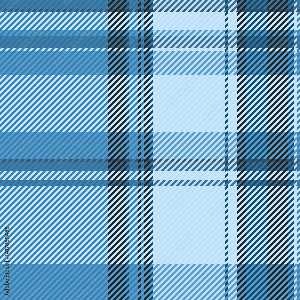 Obraz premium Serene blue plaid pattern, perfect for textile design, apparel, or website backgrounds. Its calming color palette evokes tranquility and sophistication.