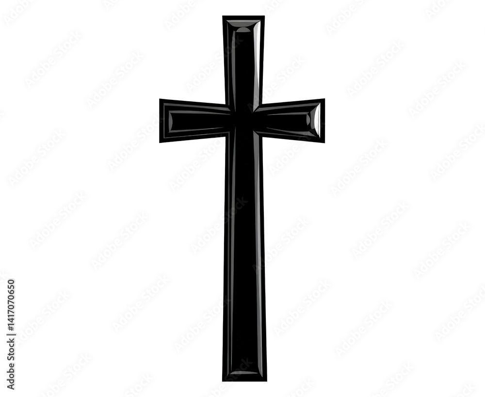 A simple black cross with sleek design, symbolizing faith and spirituality A simple black cross with sleek design, symbolizing faith and spirituality