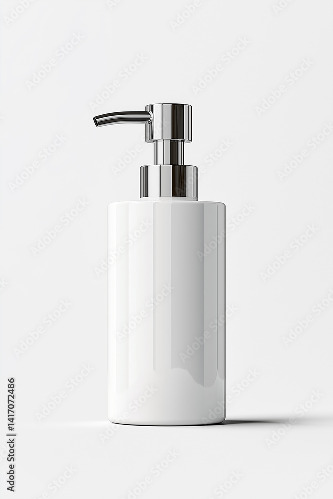 Obraz premium ceramic or plastic soap dispenser, minimal bathroom design, isolated on white background
