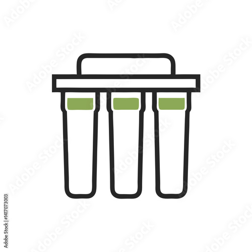 Minimalist waste recycling bin icon with three compartments  
