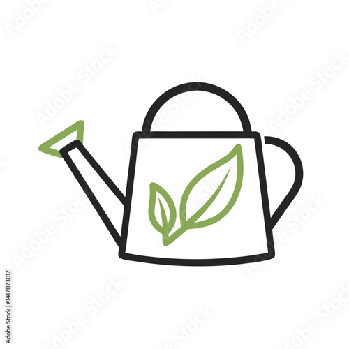 Watering can design with leaves in minimalist style  