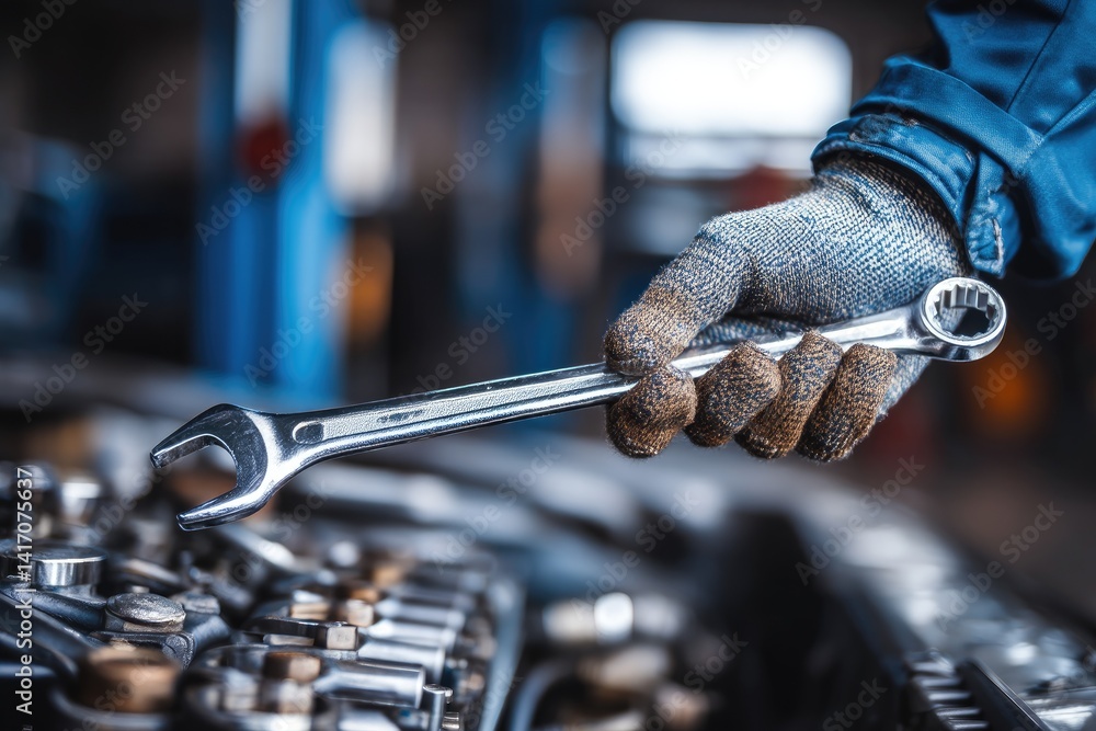 Obraz premium Mechanic working on engine (7)