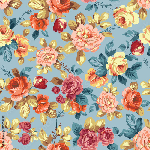 vintage arrangement flower leaves pattern 