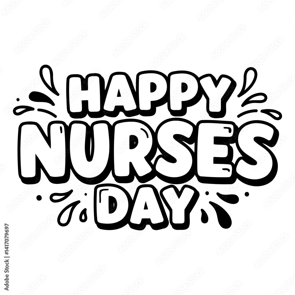 Obraz premium Bold, stylized graphic for Happy Nurses Day, suitable for social media posts, marketing materials, or educational use. Clean lines, fun font.