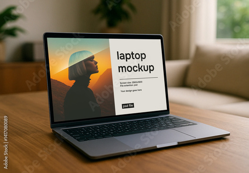 Laptop on a table mockup